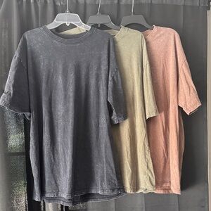 Men's Washed T-Shirt Set - Black, Olive, and Rust